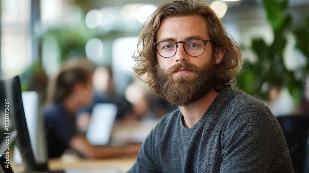 Obraz premium Bearded Man Office.