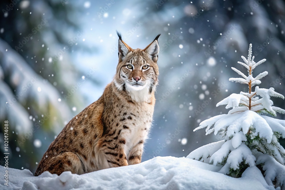 Captivating Long Exposure of a Eurasian Lynx in a Snowy Winter Landscape Captivating Long Exposure of a Eurasian Lynx in a Snowy Winter Landscape