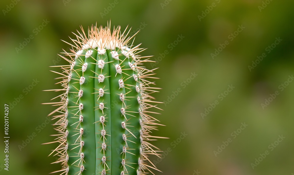 A green cactus with small white dots scattered throughout its body, Generative AI A green cactus with small white dots scattered throughout its body, Generative AI