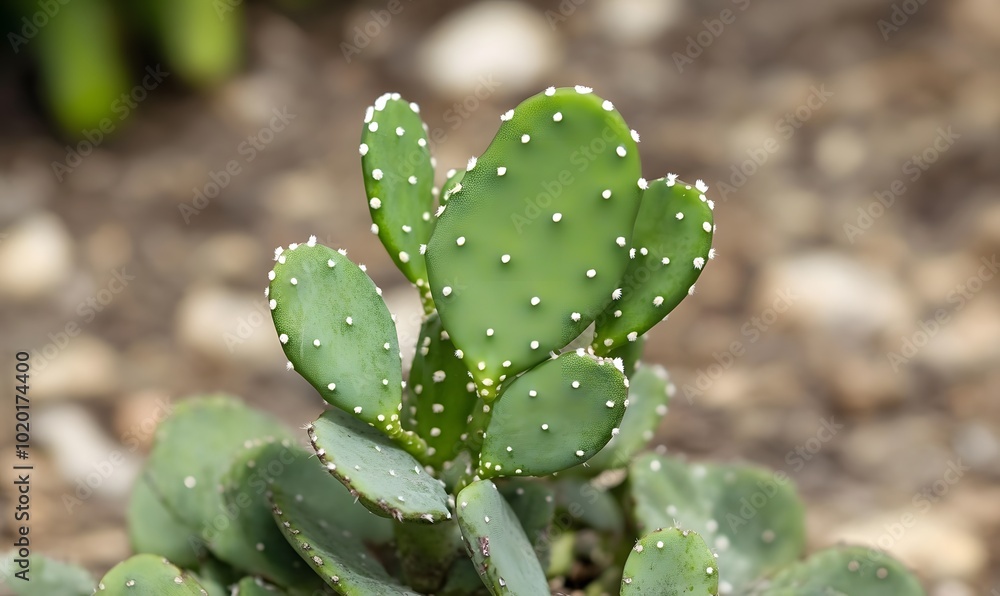 A green cactus with small white dots scattered throughout its body, Generative AI A green cactus with small white dots scattered throughout its body, Generative AI