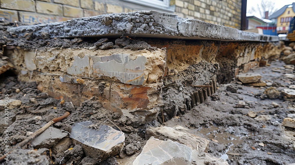 Demolished Concrete Steps with Exposed Brickwork Demolished Concrete Steps with Exposed Brickwork