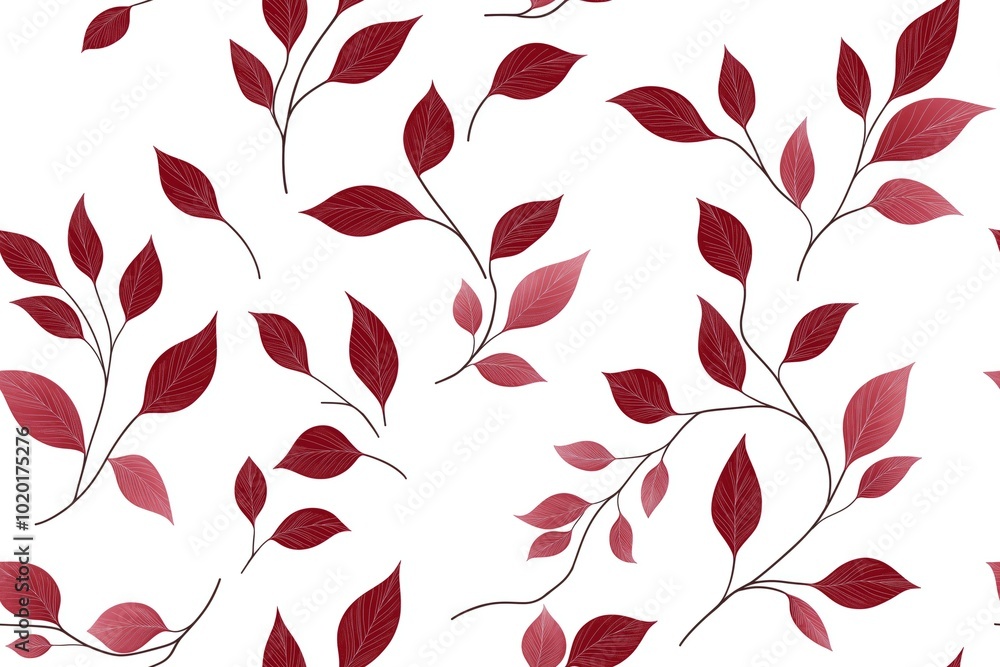Seamless floral pattern with maroon leaves on white background Seamless floral pattern with maroon leaves on white background