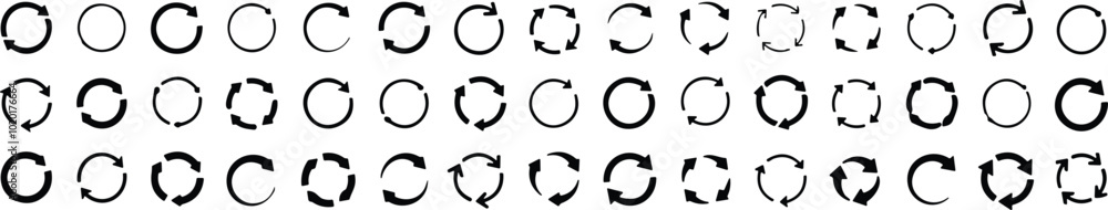 circle arrow icon set. circular arrows icon, refresh, reload, recycling. Set of circle arrows rotating on transparent background. Vector illustration