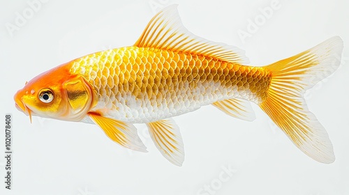 A Single Goldfish with Yellow and White Scales