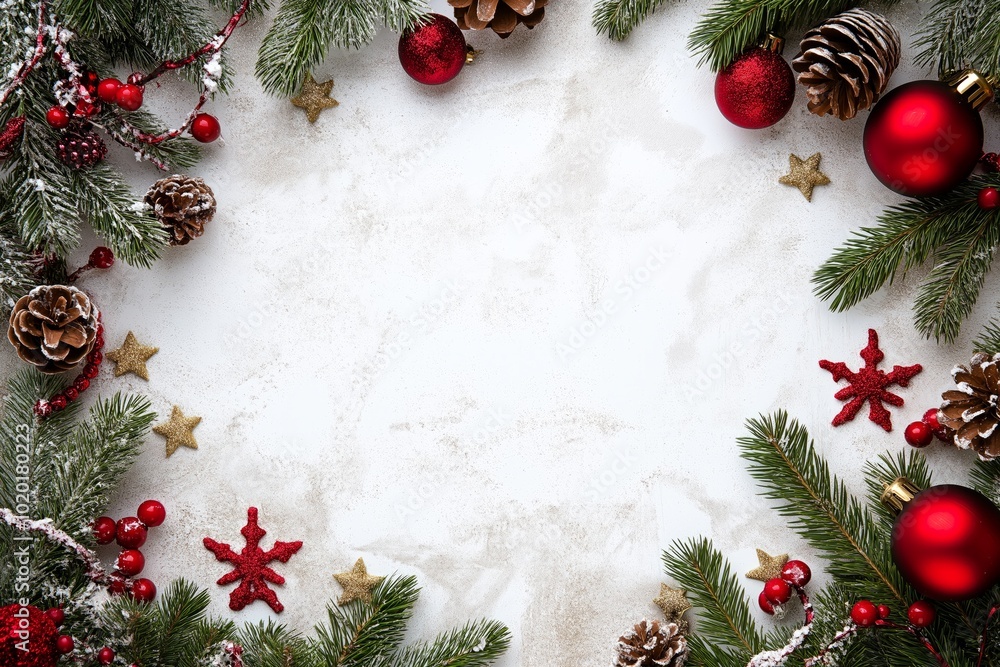 Christmas background with ornaments forming a frame Christmas background with ornaments forming a frame