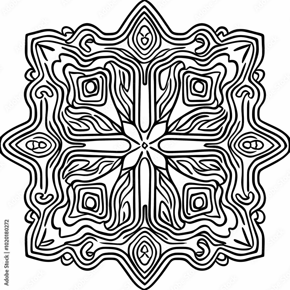 Fototapeta premium Elegant Floral Mandala Design with Delicate Lines