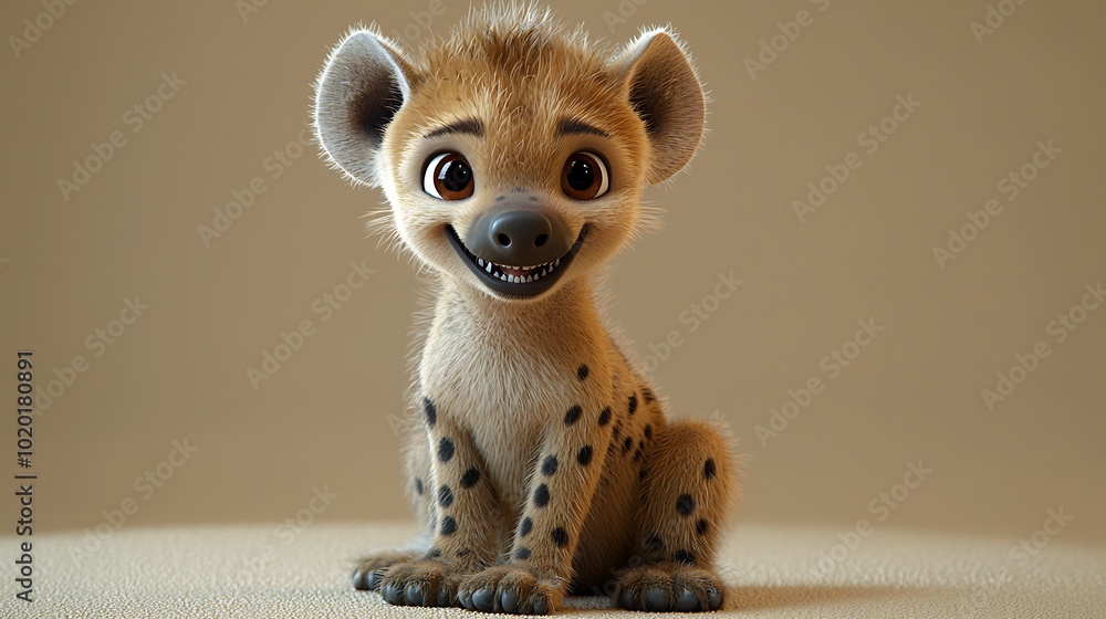 Cute Cartoon Hyena Sitting D Render Animal Character Funny Cute Cartoon Hyena Sitting D Render Animal Character Funny