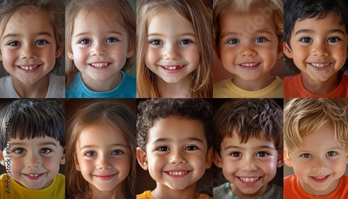 Kindergarten Portrait of Multiple Children with Diverse Ethnic Backgrounds