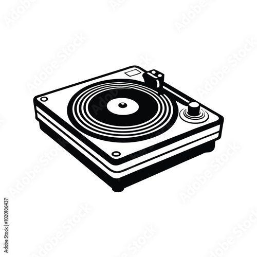 Vintage turntable record player vector silhouette