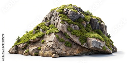 Isolated Mountain Rock 3D Vector Illustration on White Background for Nature and Landscape Projects