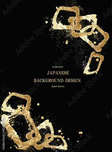 【和風背景】金箔の墨絵風デザイン　お正月、年賀状、お祝い、婚礼、招待状、イラスト