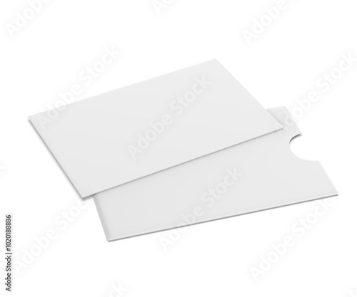 Visiting card with blank paper cover sleeve 3d render illustration.