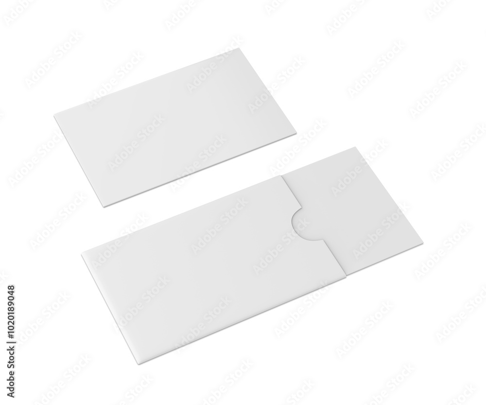 Visiting card with blank paper cover sleeve 3d render illustration. Visiting card with blank paper cover sleeve 3d render illustration.