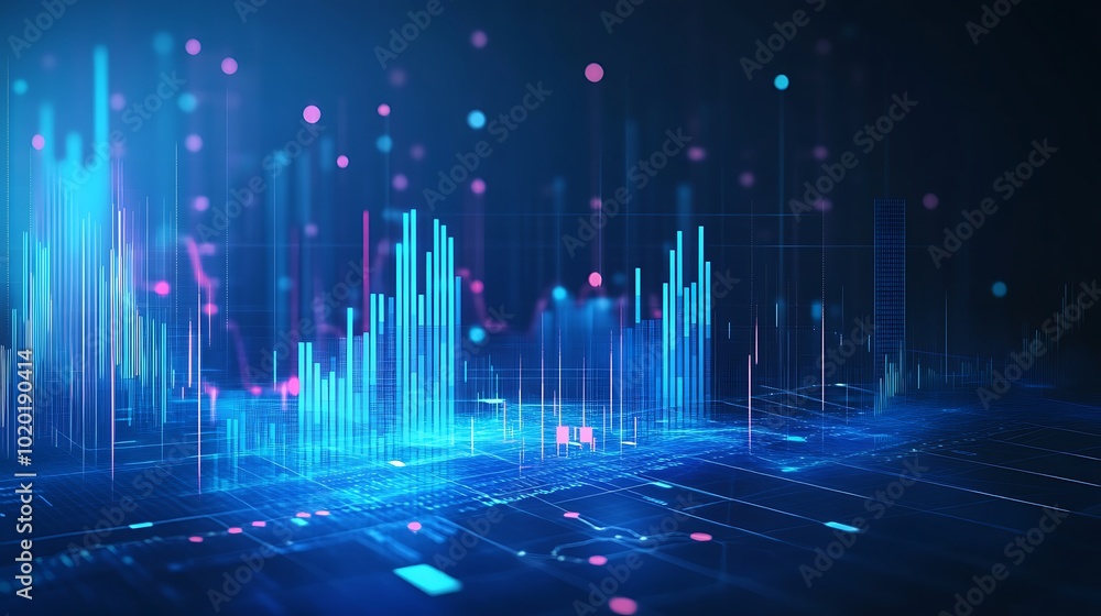 Futuristic neon light effects illuminating abstract financial data graph Futuristic neon light effects illuminating abstract financial data graph