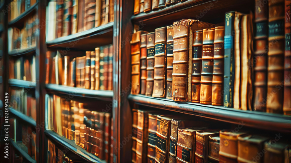 Books shelves in an old library or book store Books shelves in an old library or book store