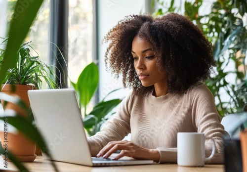 Woman Working on Laptop.