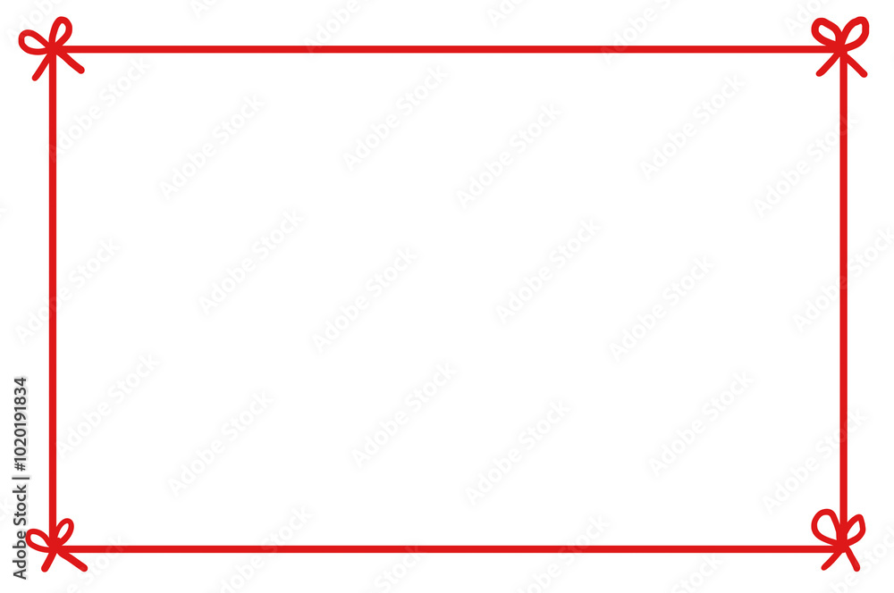 Obraz premium 赤い糸赤いリボンフレーム素材