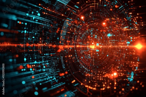 Wallpaper Mural Digital Technology background of data and network created with Generative AI Torontodigital.ca