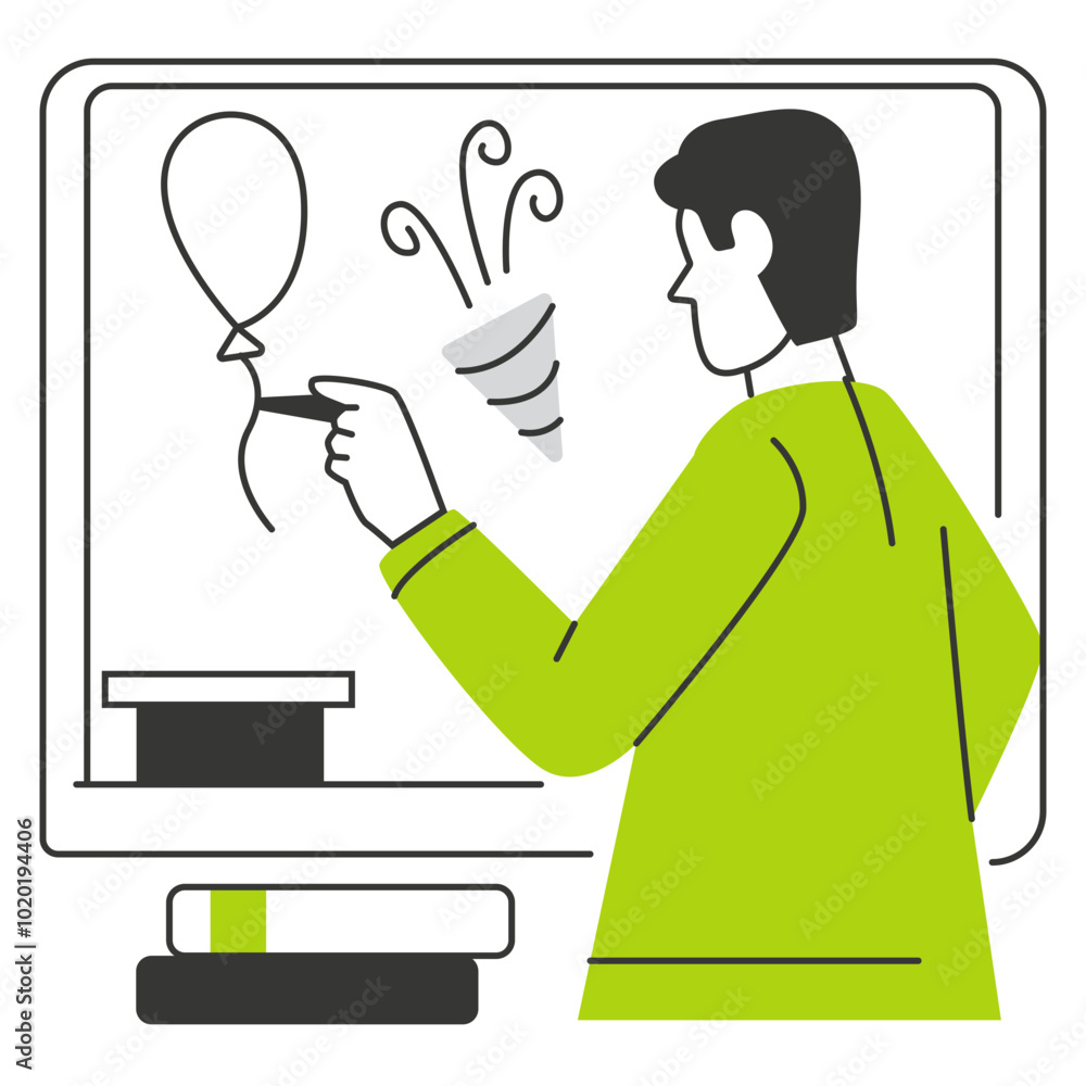 Teacher's Day character illustration with line style, perfect for user interface project Teacher's Day character illustration with line style, perfect for user interface project