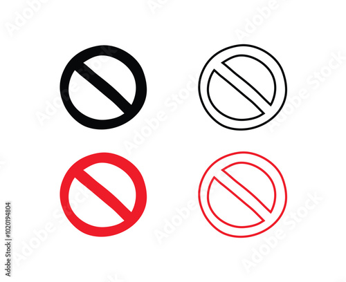 Doodle prohibition signs Set hand drawn style. Flat drawing isolated prohibition sign icons, red and black signs collection. Crossed out circles.