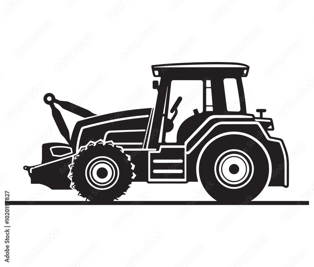 Bulldozer isolated on white, Tractor vector illustration, Silhouette bulldozer vector Bulldozer isolated on white, Tractor vector illustration, Silhouette bulldozer vector