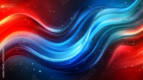 Abstract Liquid Wave Background with Vivid Red and Blue Gradient