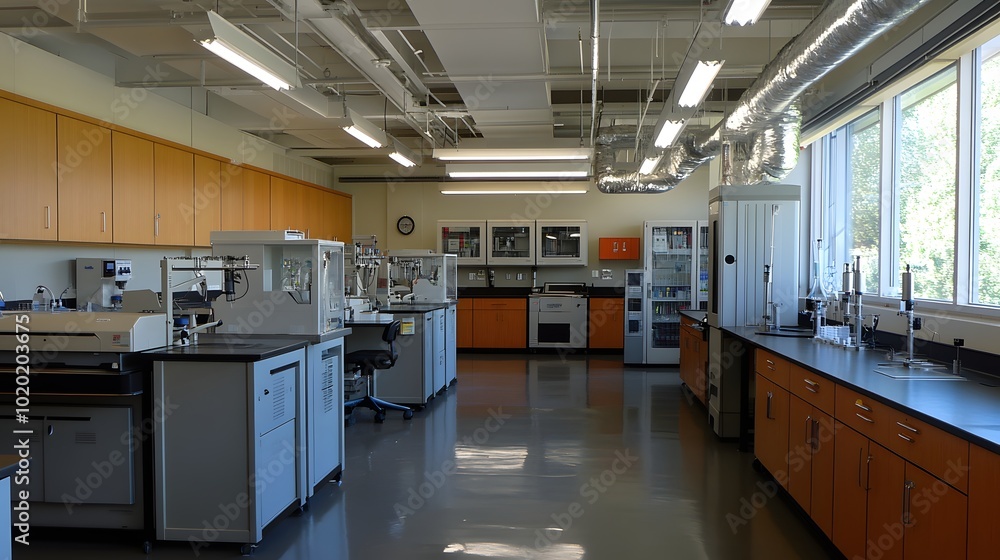 89. A laboratory featuring high-tech fume hoods and research equipment 89. A laboratory featuring high-tech fume hoods and research equipment