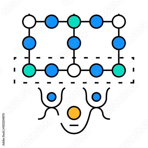 simulation quantum technology line icon vector. simulation quantum technology sign. isolated symbol illustration