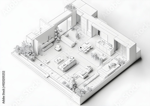 Architectural Outline of a Modern Home