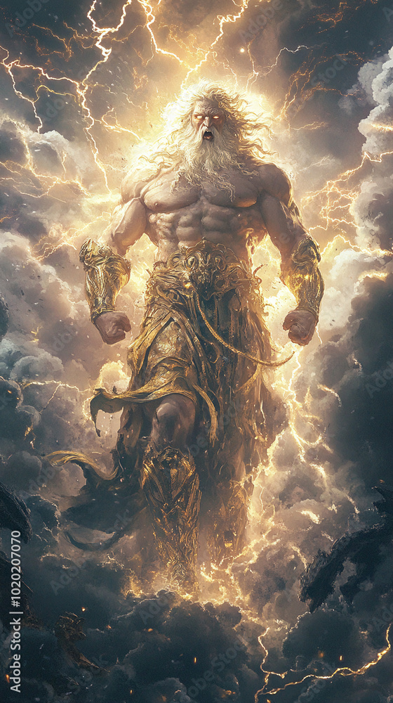 Zeus god of sky and thunder in ancient Greek mythology background Zeus god of sky and thunder in ancient Greek mythology background
