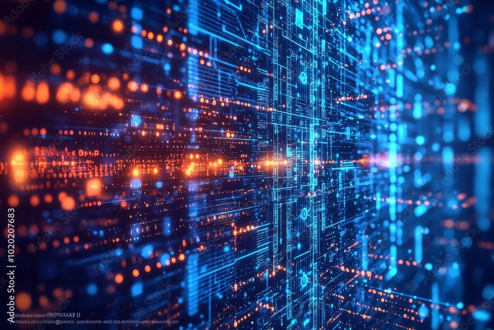 Digital Technology background of data and network created with Generative AI Digital Technology background of data and network created with Generative AI