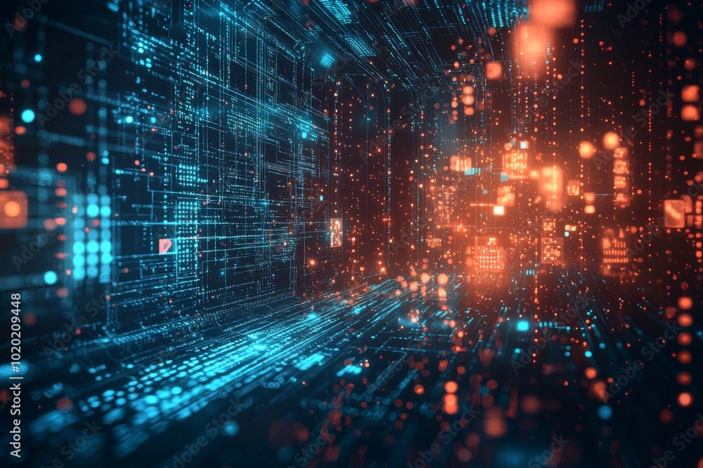Digital Technology background of data and network created with Generative AI Digital Technology background of data and network created with Generative AI
