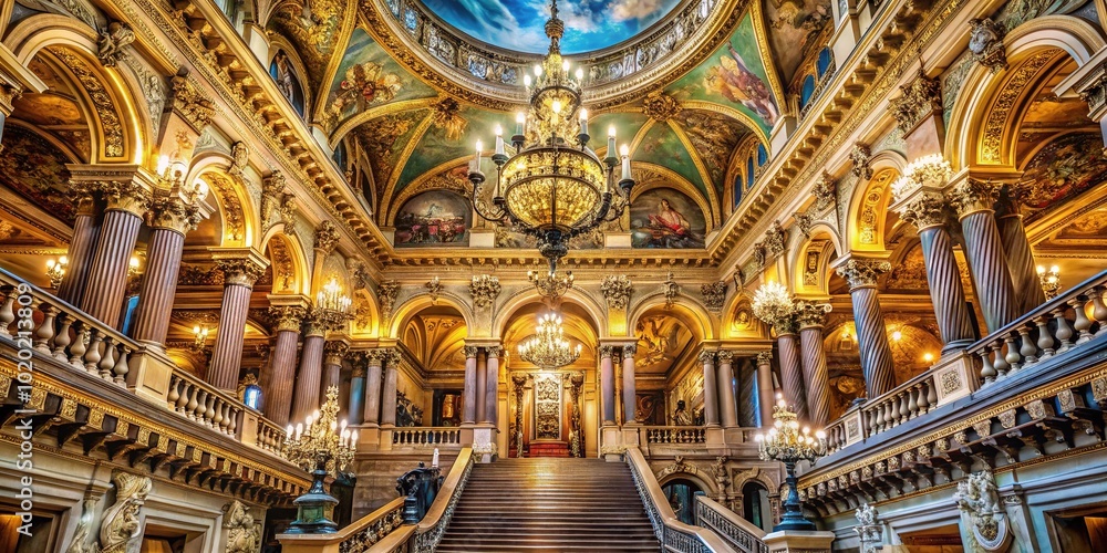 Obraz premium Stunning Interior of Palais Garnier: Exploring the Majestic Opera House in Paris