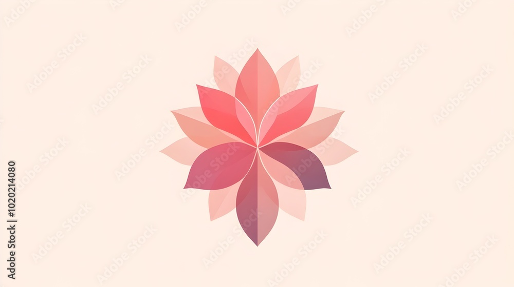 Obraz premium Elegant Abstract Geometric Flower Logo in Soft Pink Shades