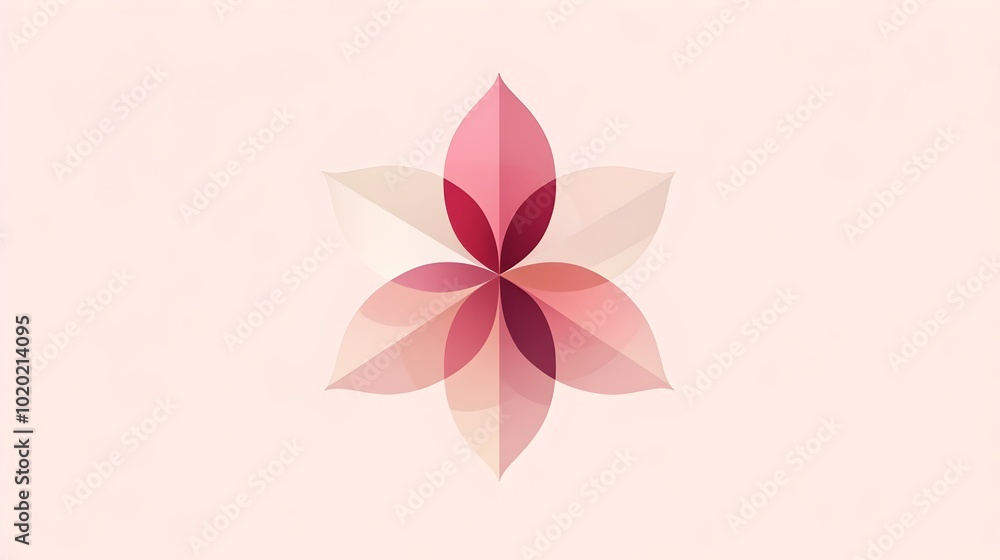 Minimalist Abstract Geometric Floral Logo Design in Soft Pink Tones Minimalist Abstract Geometric Floral Logo Design in Soft Pink Tones