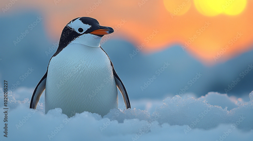 Naklejka premium penguin on the snow