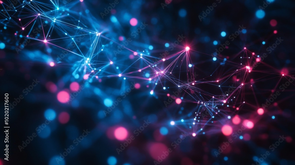 Abstract digital network with glowing blue and pink nodes Abstract digital network with glowing blue and pink nodes