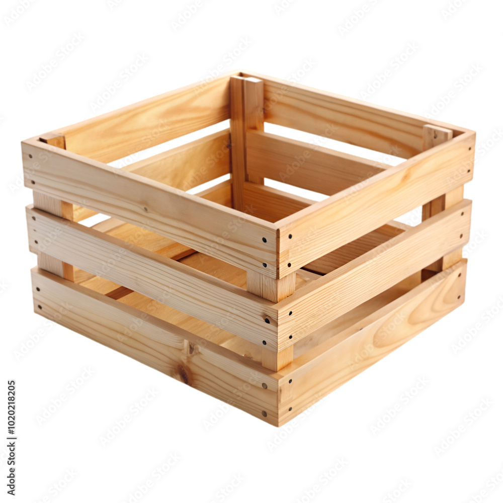 Empty wooden crate isolated on transparent background Empty wooden crate isolated on transparent background