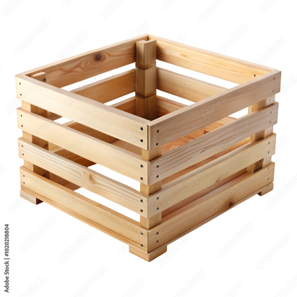 Empty wooden crate isolated on transparent background Empty wooden crate isolated on transparent background