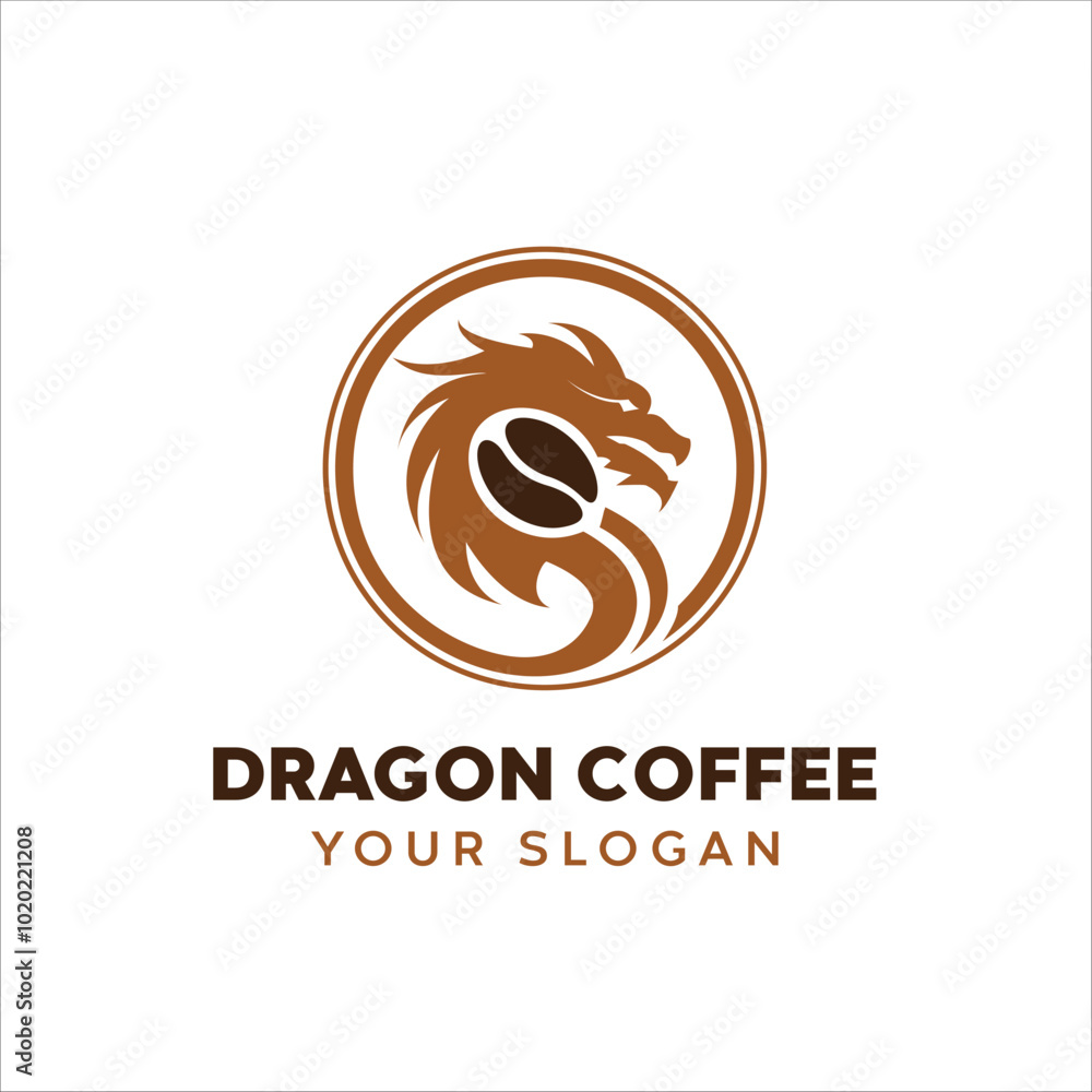 Fototapeta premium dragon coffee logo vector illustration, icon, can be used for wall logos, backgrounds, posters and others