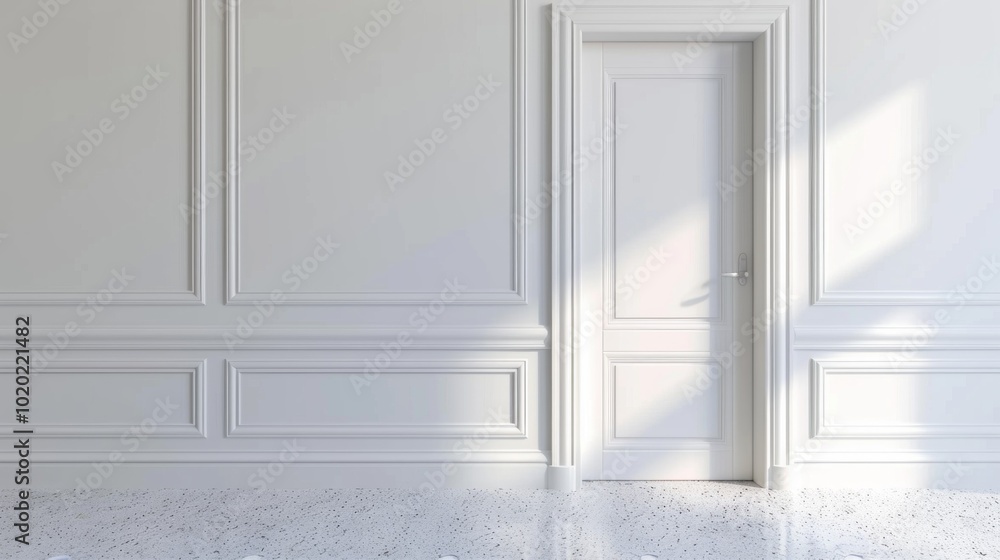 A white room with a door and white trim A white room with a door and white trim
