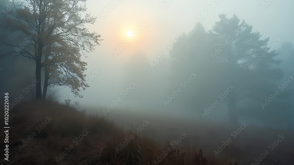 Morning fog over the village, Fog in nature, fog in village, fog in cities, Freudenberg, panoramic picture, view from the Silberberg. Generative AI Morning fog over the village, Fog in nature, fog in village, fog in cities, Freudenberg, panoramic picture, view from the Silberberg. Generative AI