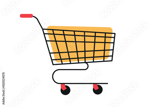 Shopping cart illustration. Vector graphic for shopping, discount, and online shop.