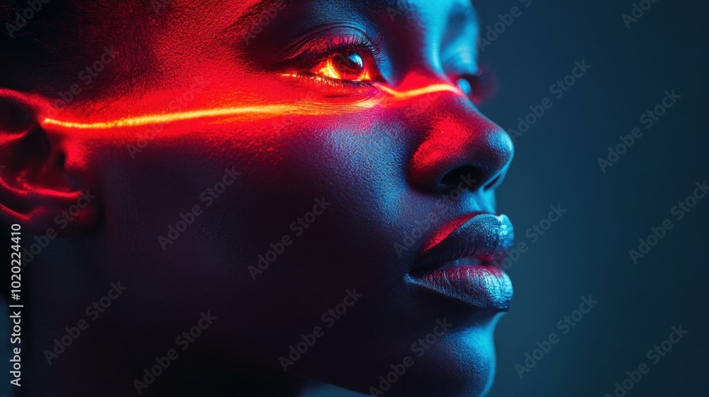 Close-Up Portrait of a Woman with Glowing Skin and Dramatic Lighting Close-Up Portrait of a Woman with Glowing Skin and Dramatic Lighting