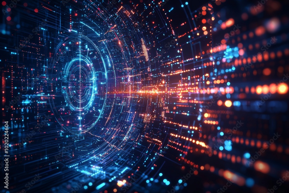 Digital Technology background of data and network created with Generative AI Digital Technology background of data and network created with Generative AI