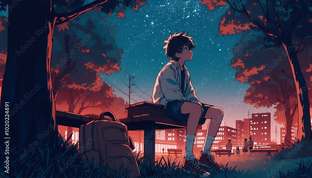 Lofi anime sad boy illustration Lofi anime sad boy illustration