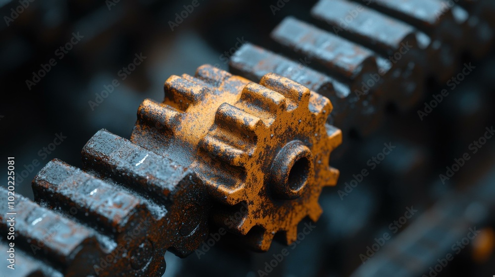 Rusted Metal Gears: Close Up of Industrial Machinery Rusted Metal Gears: Close Up of Industrial Machinery