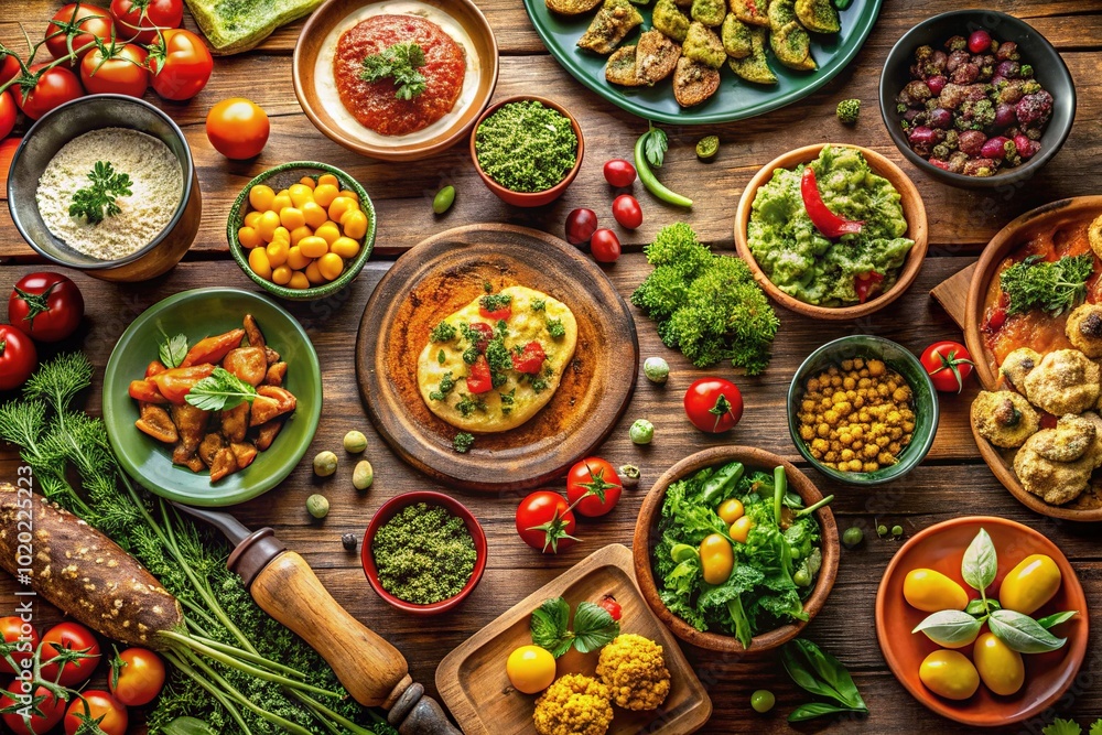 Vibrant Food Gathering with Diverse Delicacies in a Warm Atmosphere for Culinary Inspiration Vibrant Food Gathering with Diverse Delicacies in a Warm Atmosphere for Culinary Inspiration