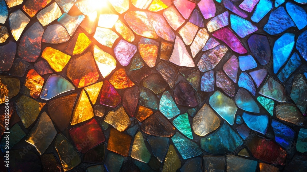 A Close-up View of Multicolored Glass Mosaic A Close-up View of Multicolored Glass Mosaic