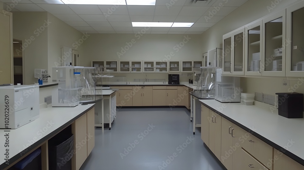 66. A laboratory with fume hoods and collaborative workstations 66. A laboratory with fume hoods and collaborative workstations